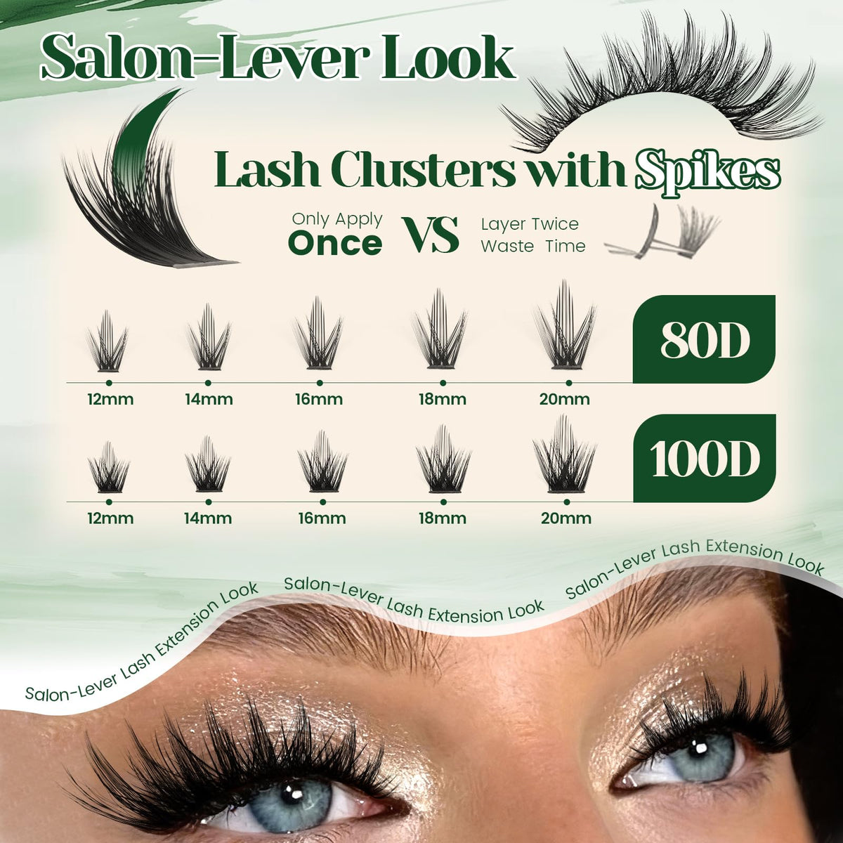 KEYYOU Spiky Manga Lash Clusters displayed on a makeup table