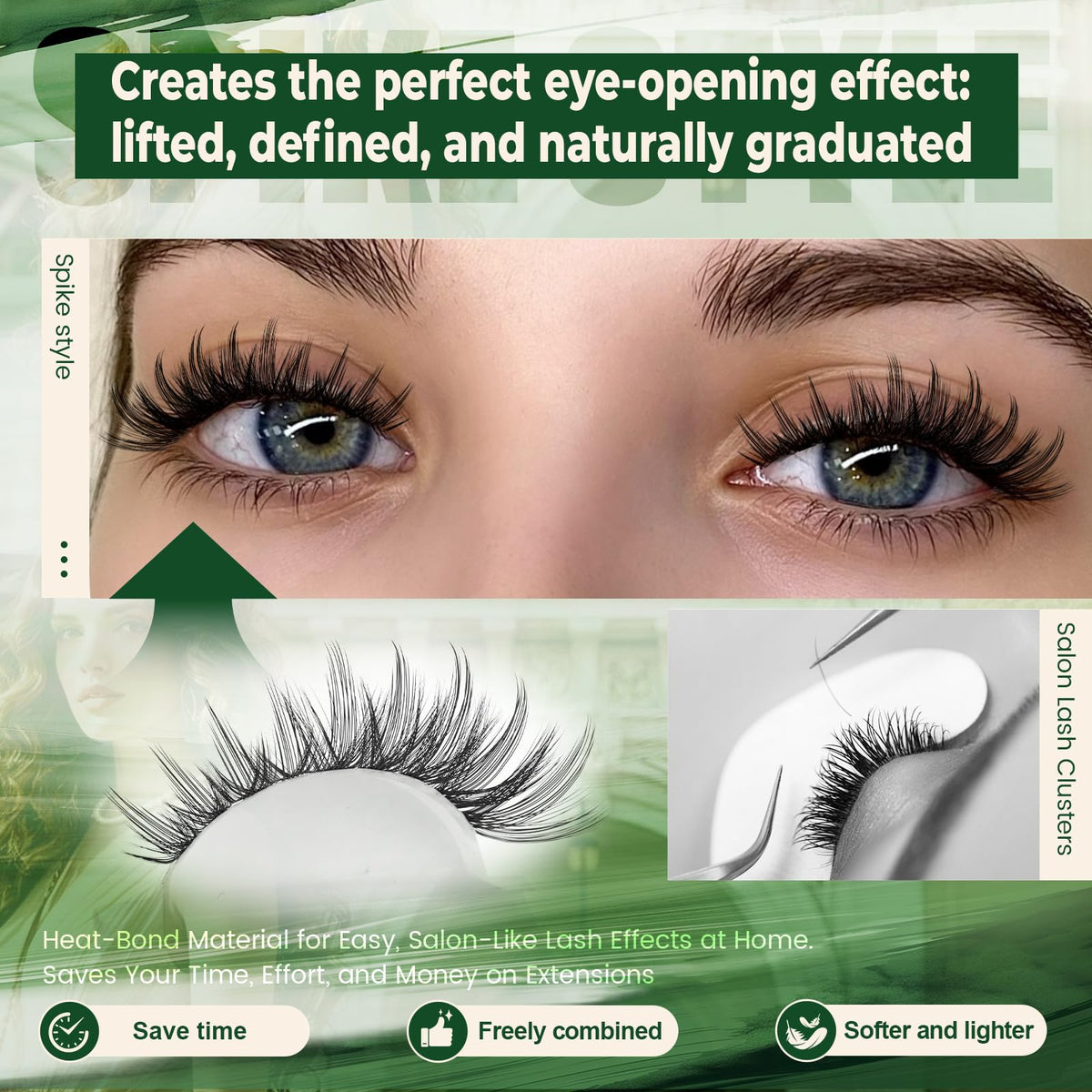 KEYYOU Spiky Manga Lash Clusters with lash adhesive