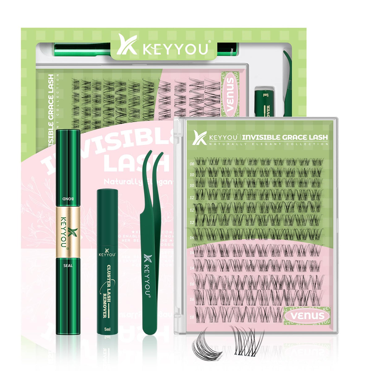 KEYYOU Venus Lash Clusters Kit packaging front view