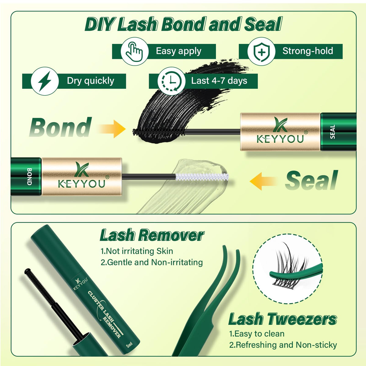 KEYYOU waterproof lash bond and seal included