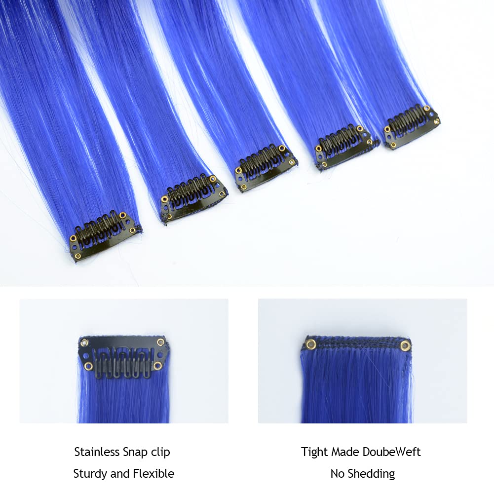 KGBFASS 20 inch blue hair extensions displayed