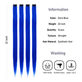KGBFASS blue hair extensions with snap clips