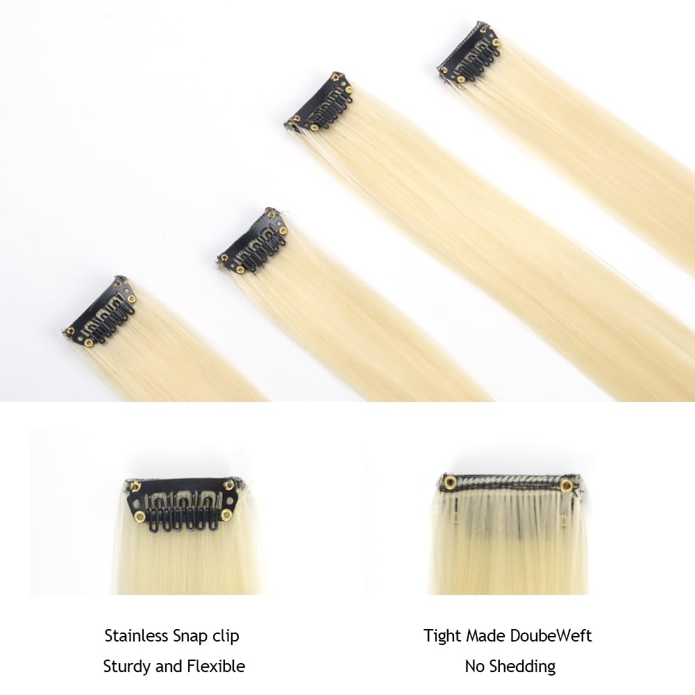 KGBFASS Clip-in Hair Extensions 22 Inch Color 613 close-up of clips