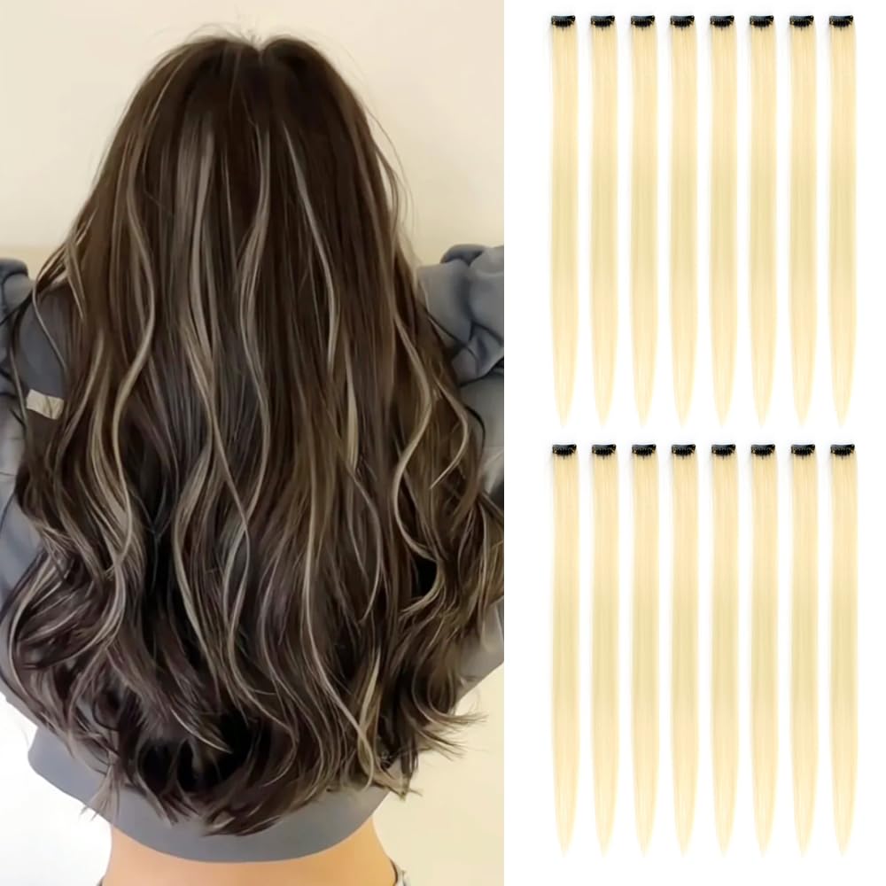 KGBFASS Clip-in Hair Extensions 22 Inch Color 613 front view