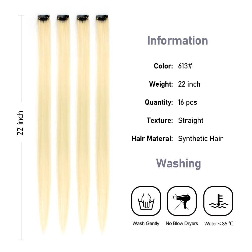 KGBFASS Clip-in Hair Extensions 22 Inch Color 613 packaging