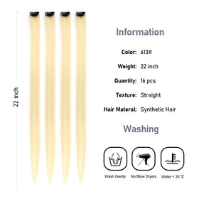 KGBFASS Clip-in Hair Extensions 22 Inch Color 613 packaging