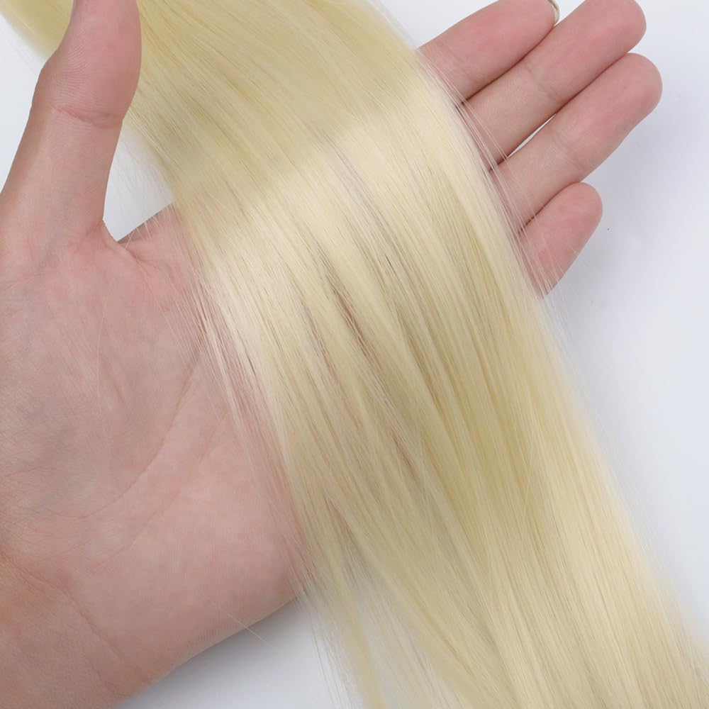 KGBFASS Clip-in Hair Extensions 22 Inch Color 613 styled on model