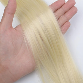 KGBFASS Clip-in Hair Extensions 22 Inch Color 613 styled on model