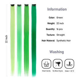 KGBFASS Clip in Hair Extensions showing vibrant green colours