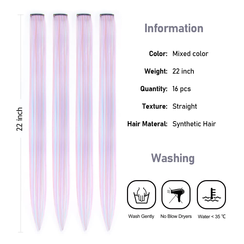 KGBFASS Colored Clip-in Hair Extensions showing vibrant mixed colors