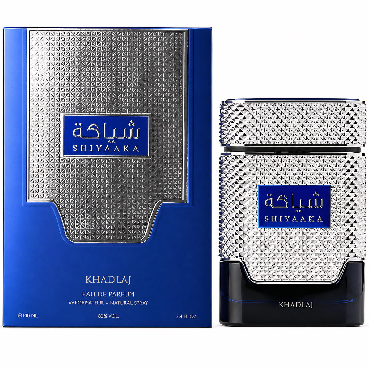 KHADLAJ Shiyaaka Blue Eau De Parfum 3.4 oz bottle side view