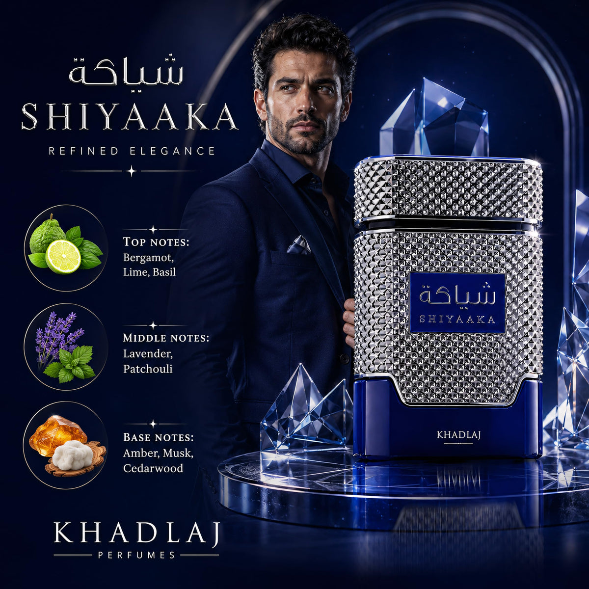 KHADLAJ Shiyaaka Blue Eau De Parfum in elegant packaging