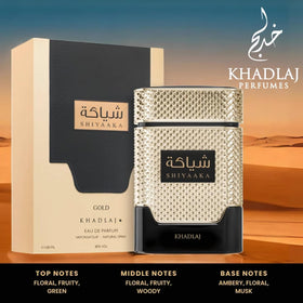 KHADLAJ Shiyaaka Gold Eau De Parfum in lifestyle setting