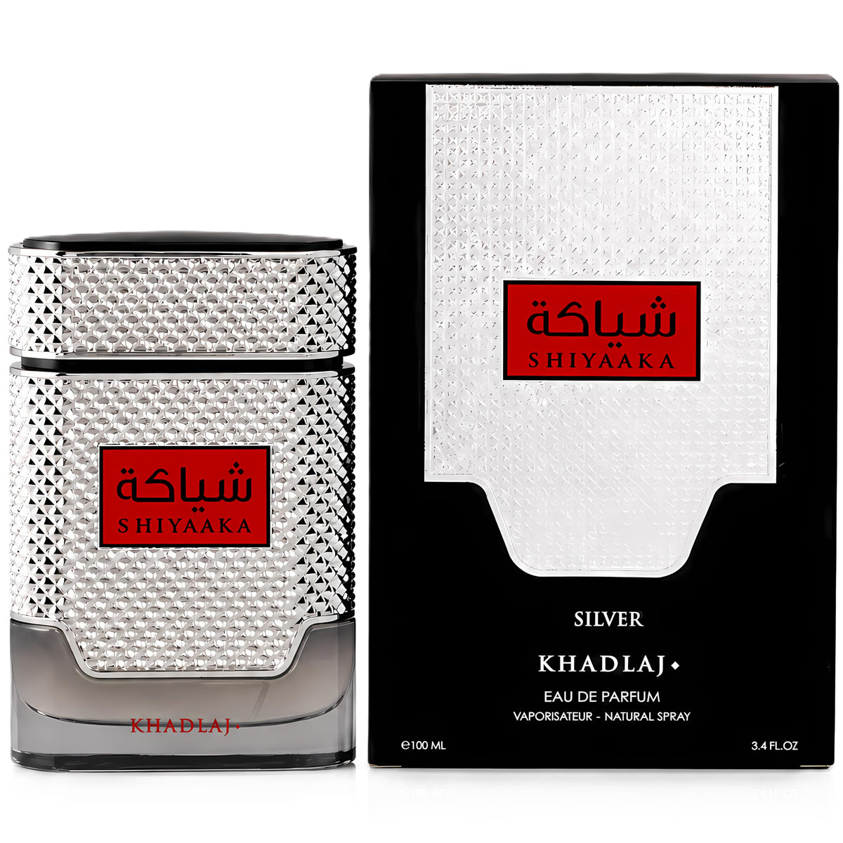 Khadlaj Shiyaaka Silver Eau de Parfum bottle side view