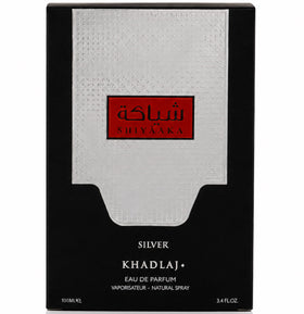 Khadlaj Shiyaaka Silver Eau de Parfum on a wooden table
