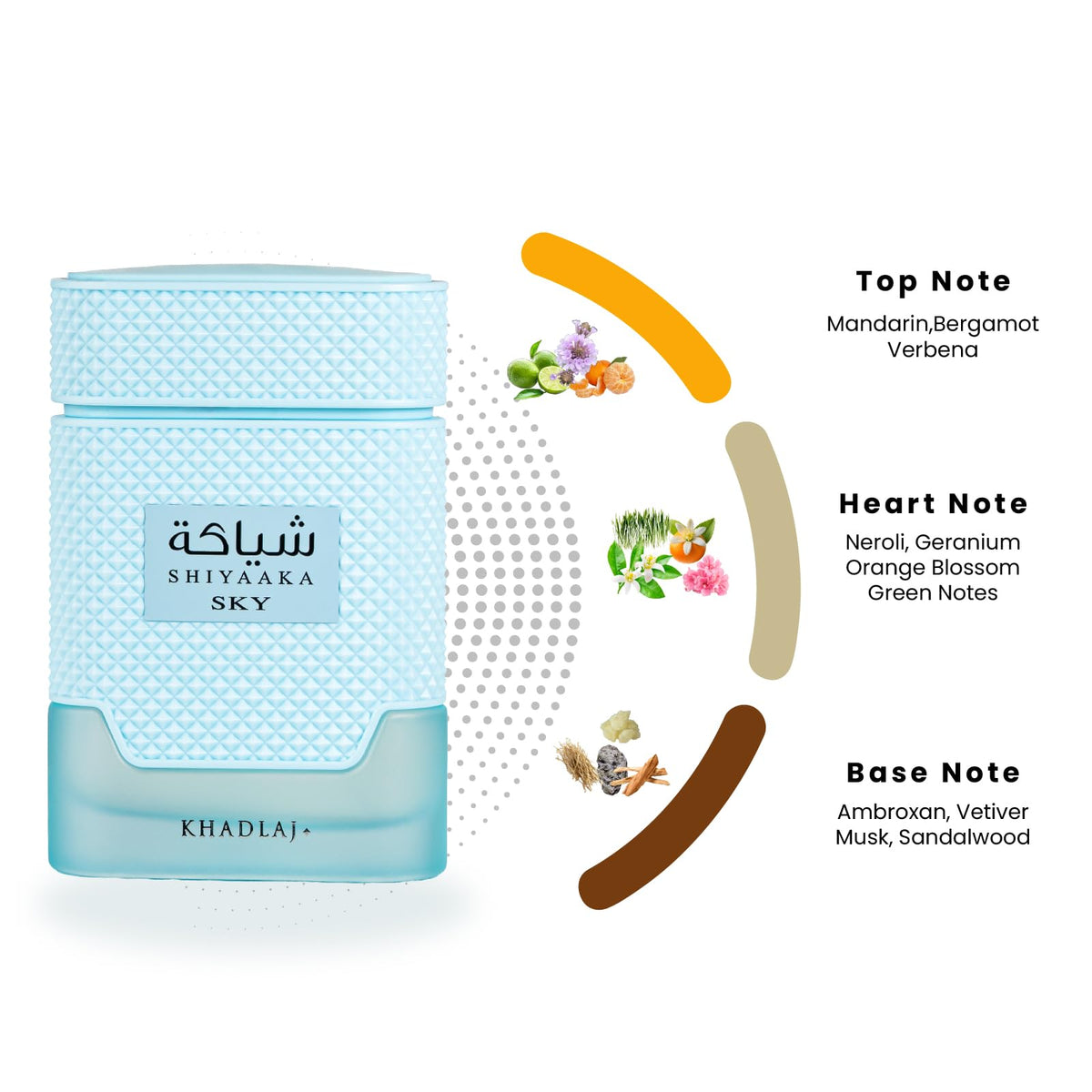 KHADLAJ Shiyaaka Sky bottle on a stylish surface