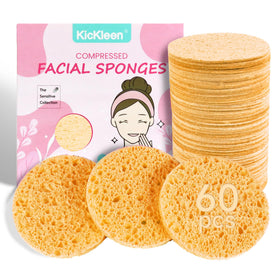 kickleen 60-count compressed facial sponges front view