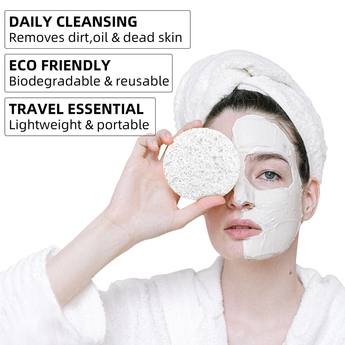 kickleen Compressed Facial Sponge expanded in water side view