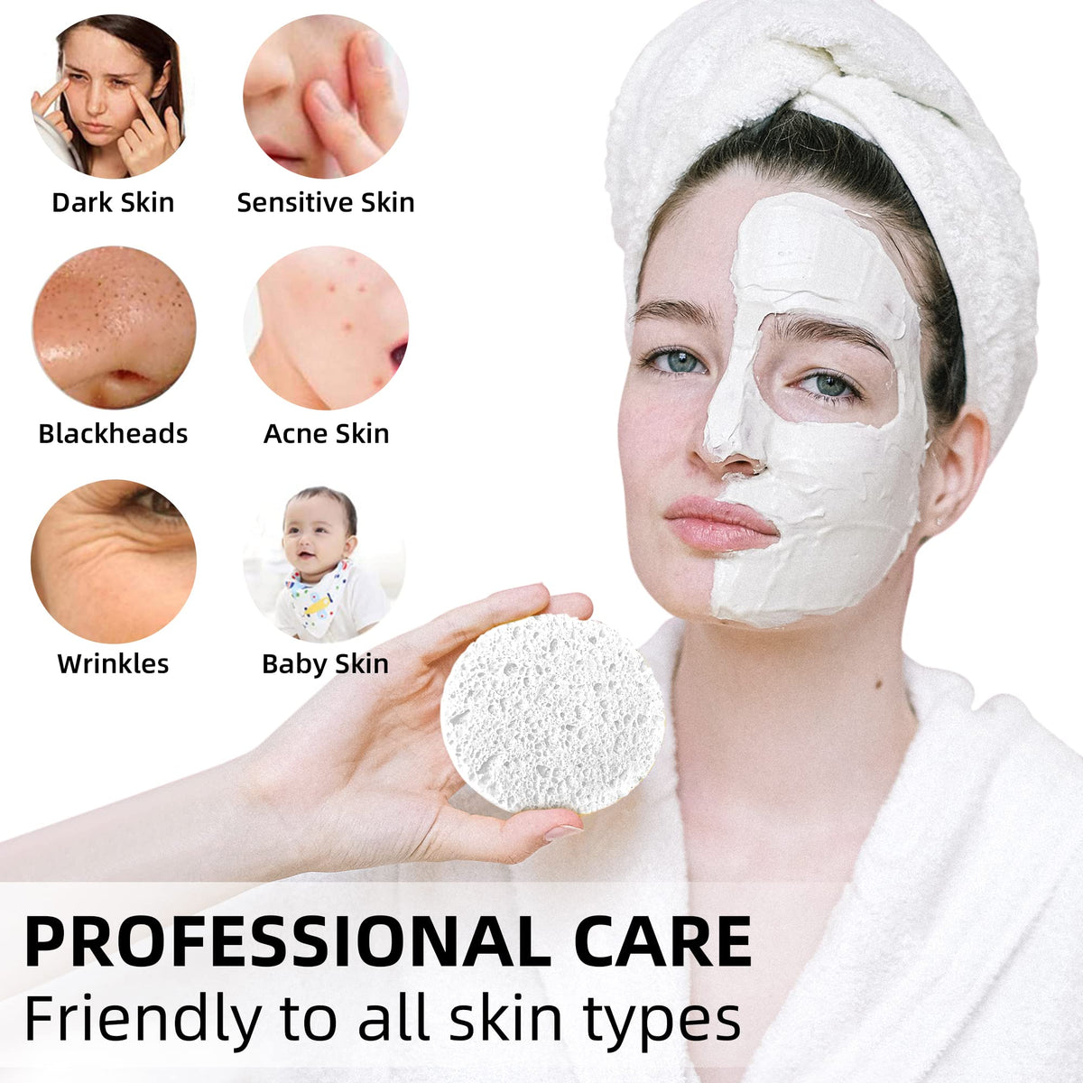 kickleen Compressed Facial Sponge in use on face