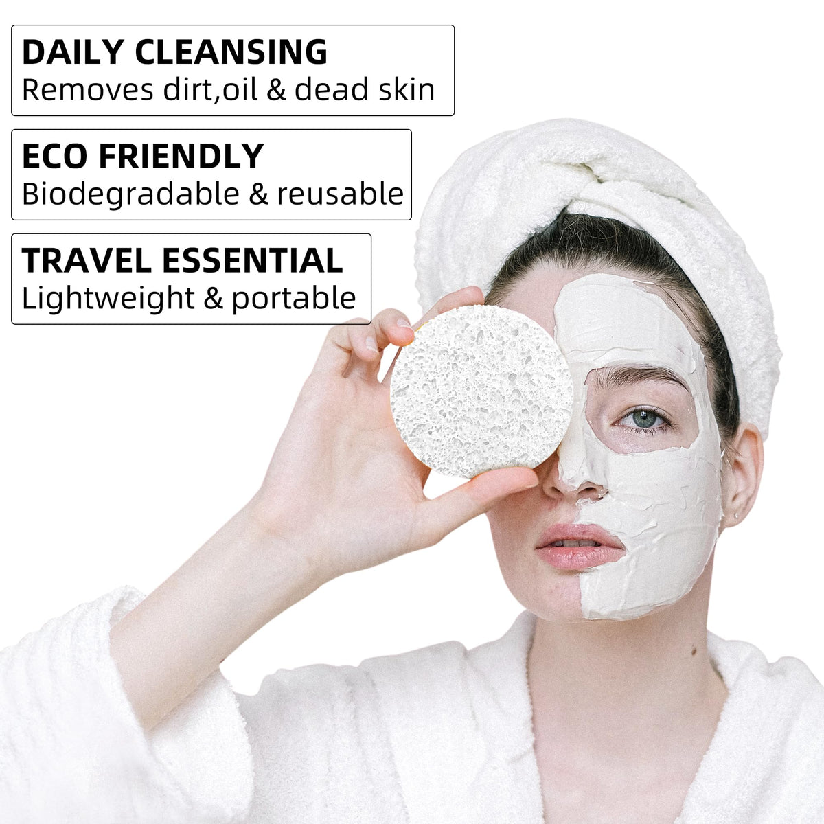 Kickleen Facial Sponge in hand for size reference