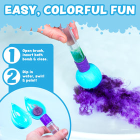 Kids using Tub Works Bath Color Brush in the bathtub