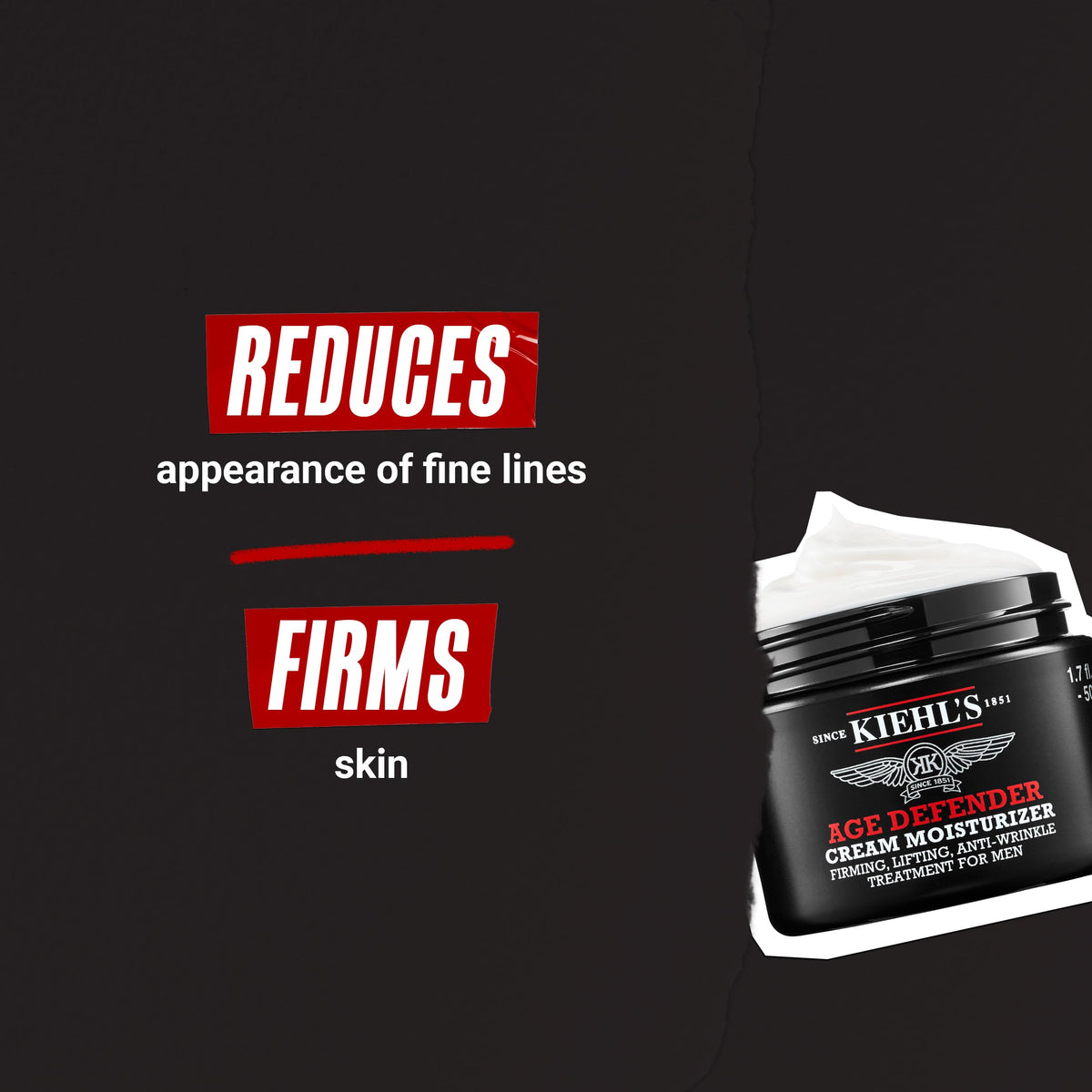 Kiehl's Age Defender Face Cream 2.5 fl oz on a bathroom counter