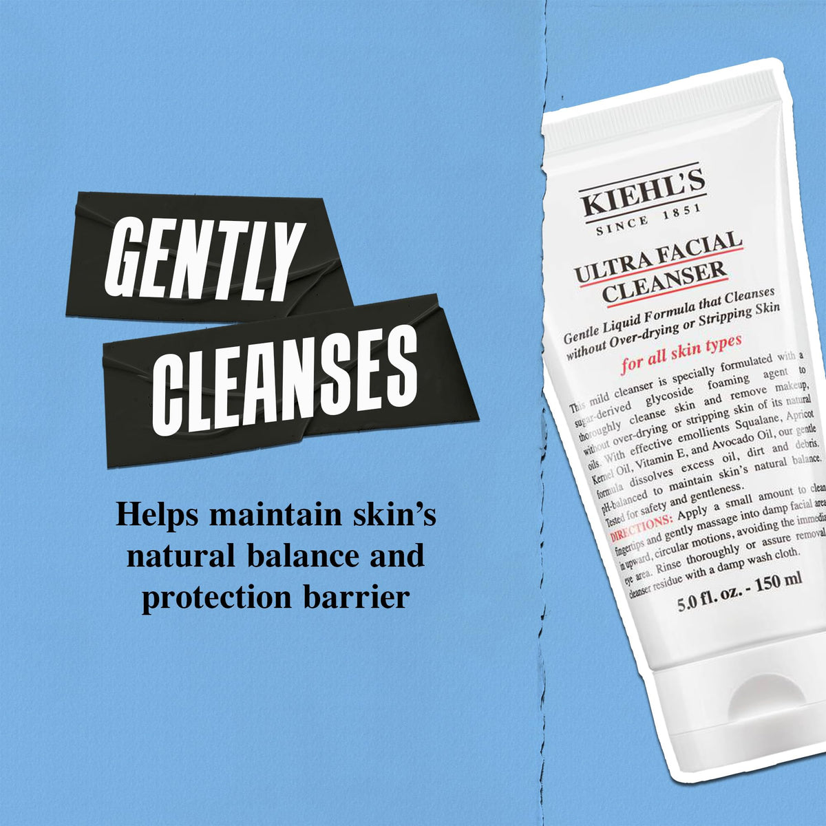 Kiehls Ultra Facial Cleanser 2.5 fl oz with avocado oil ingredients