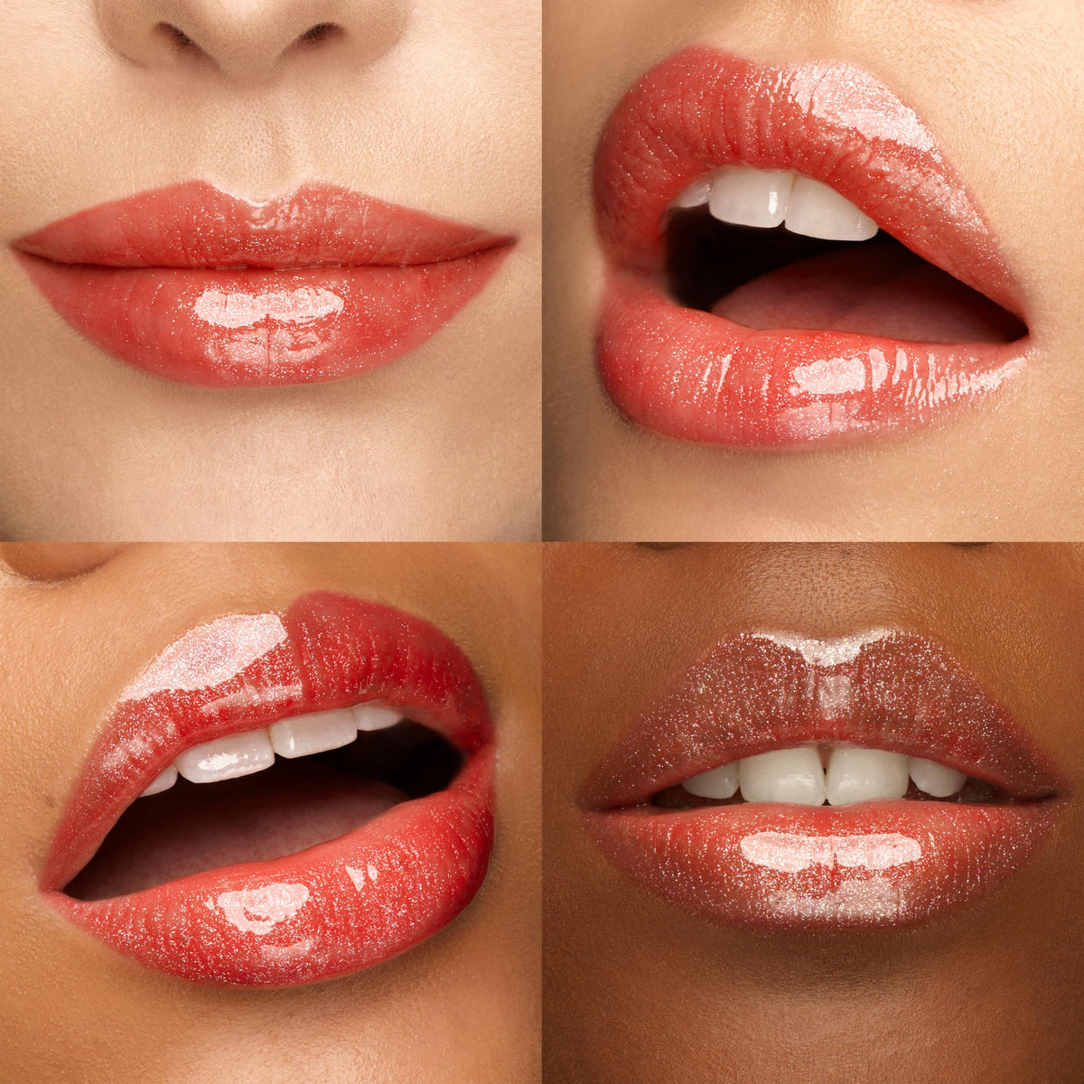 Kiko Milano 3D Hydra Lip Gloss 34 Pearly Blood Orange on lips