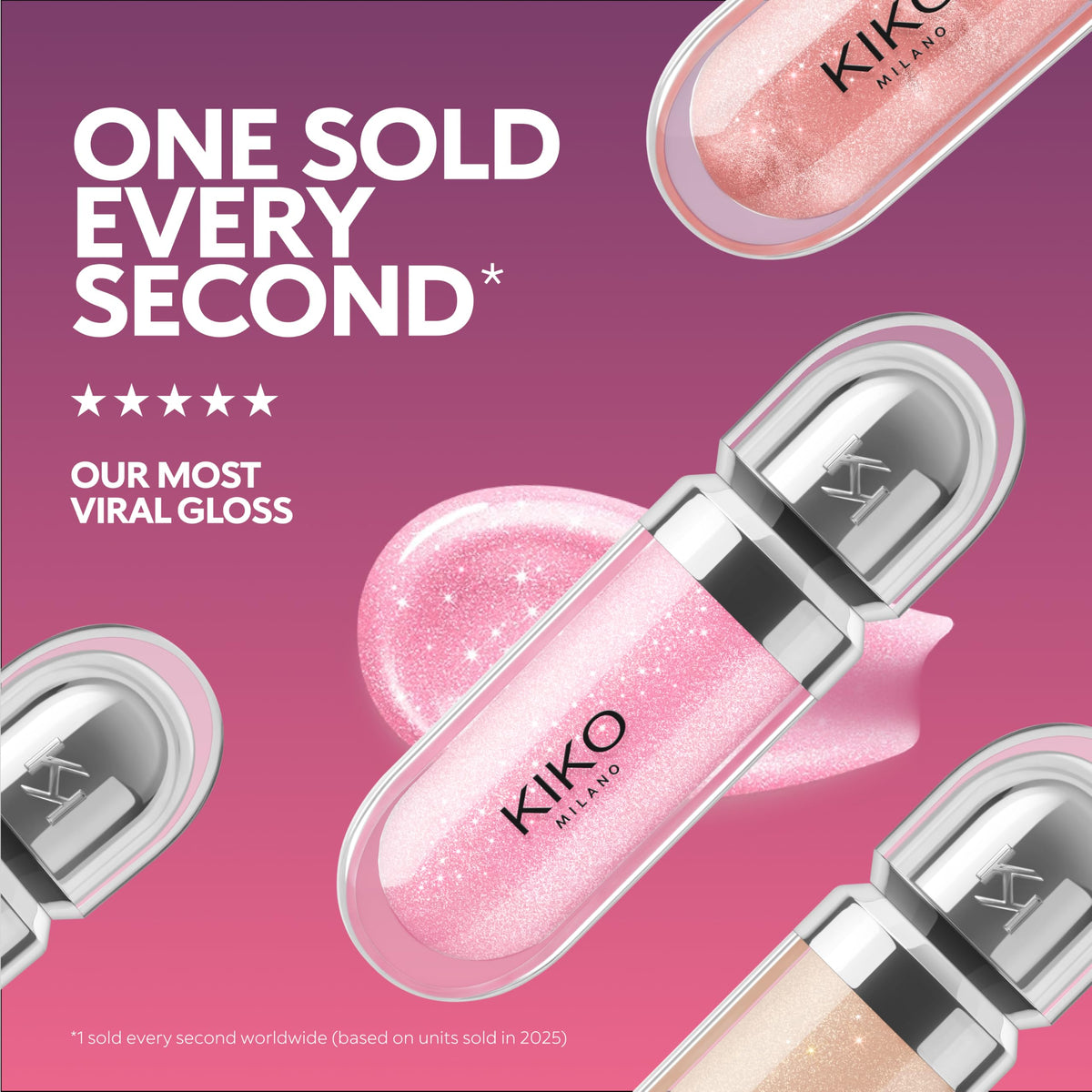 Kiko Milano 3D Hydra Lip Gloss applied on model's lips