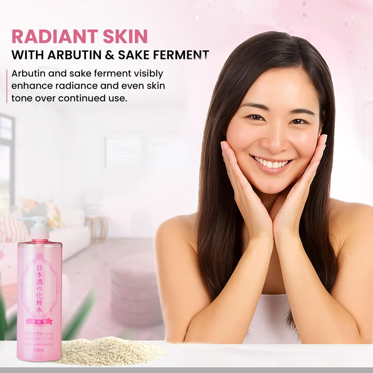 Kikumasamune lotion lifestyle scene on vanity