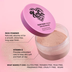 Kimchi Chic Puff Puff Pass Loose Setting Powder 40g in a makeup bag