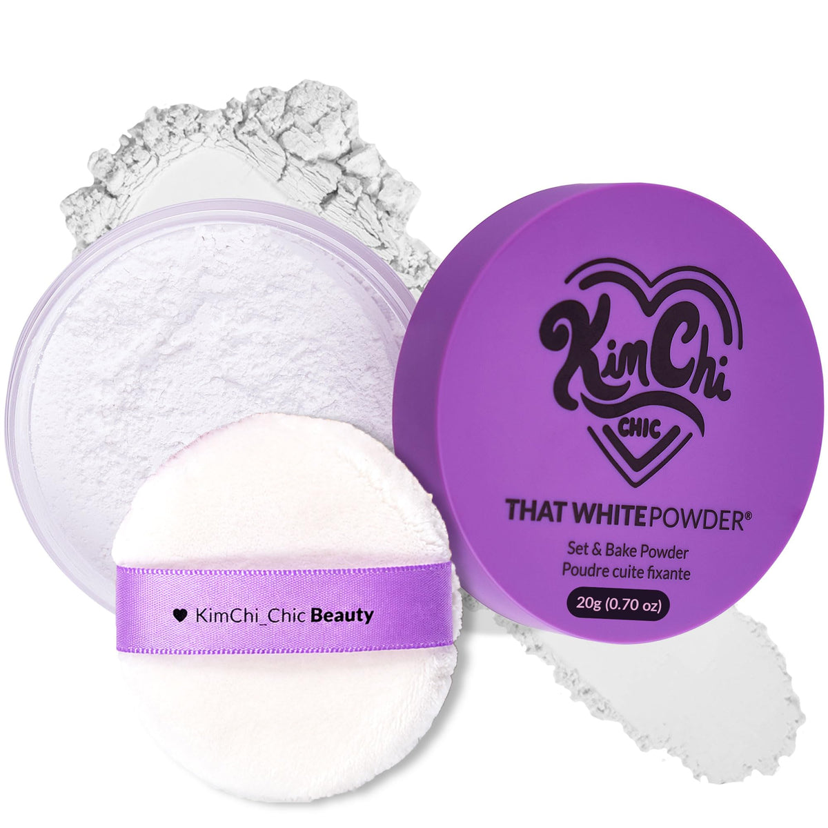 Kimchi Chic Setting Powder 109g front view with velour puff