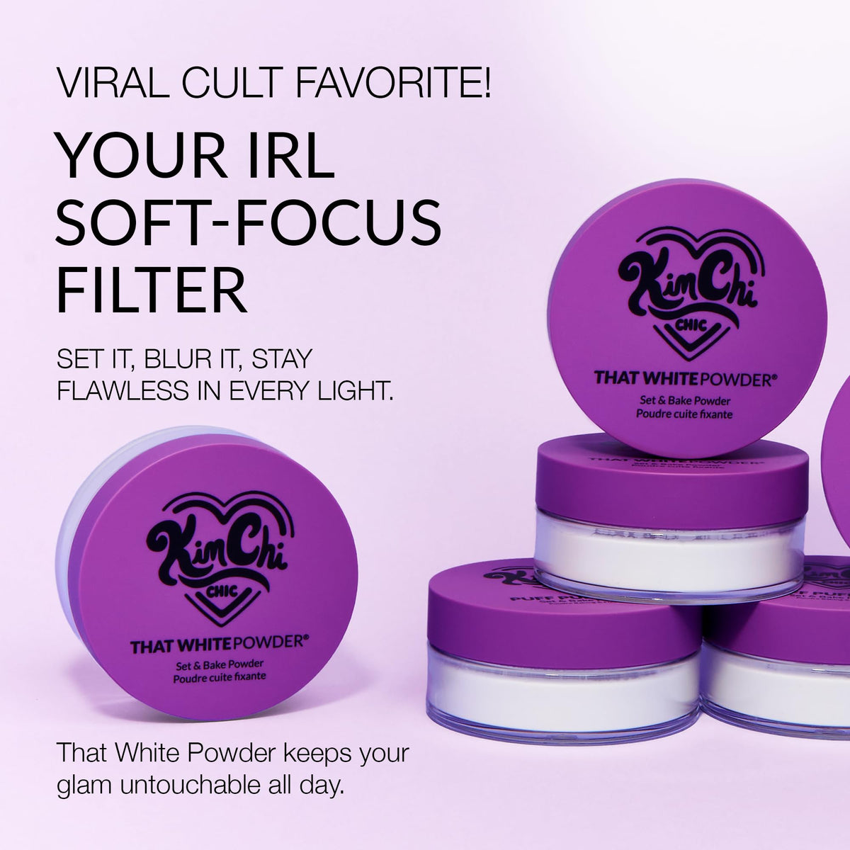 Kimchi Chic Setting Powder 109g lifestyle scene on vanity