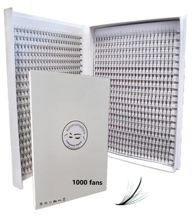 Kimeyelashes 1200 Wispy Premade Fans box front view