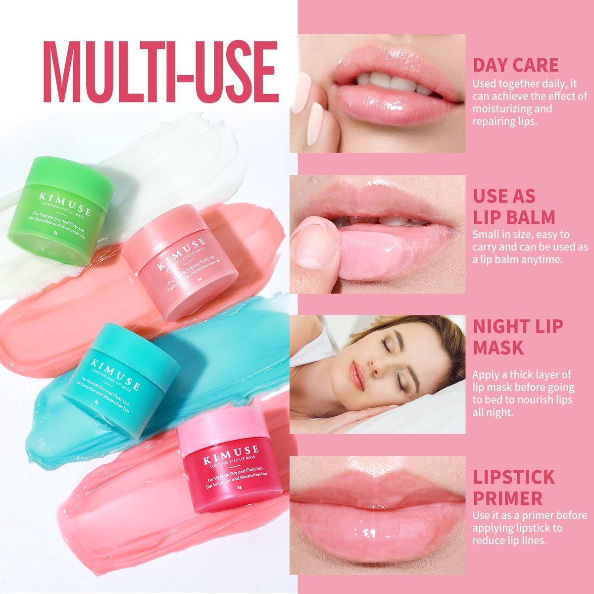KIMUSE lip mask texture close-up on a fingertip