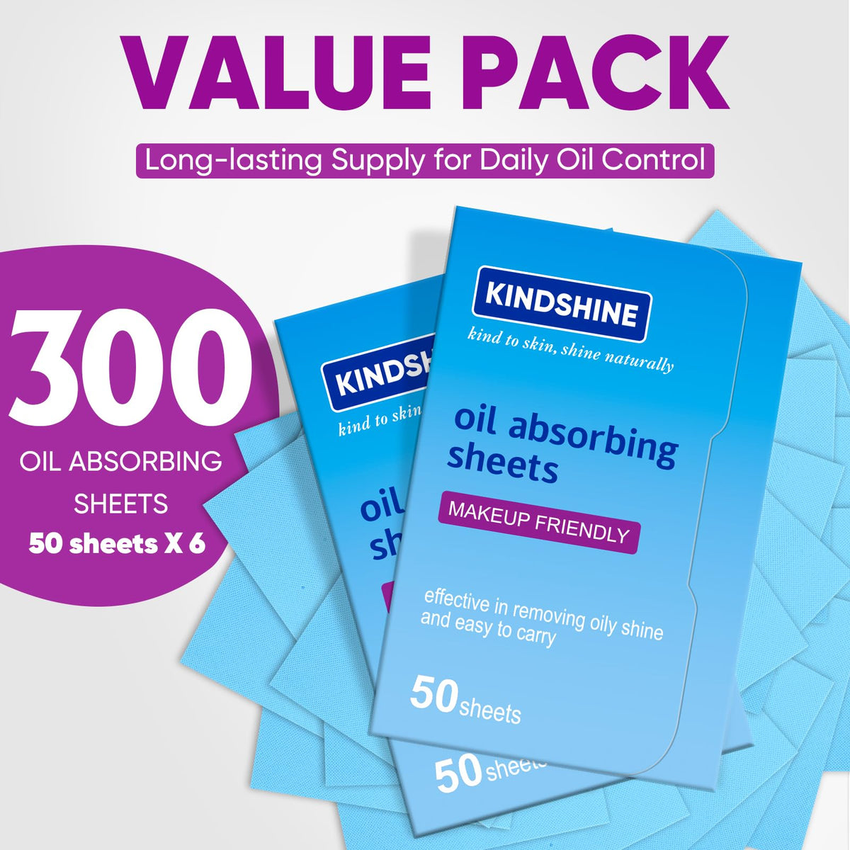 kindshine Oil Absorbing Sheets with makeup products