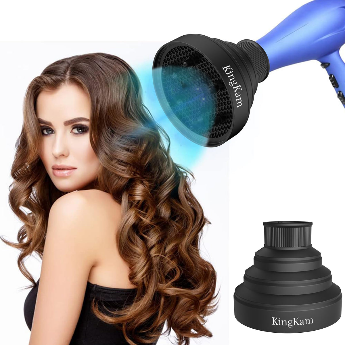 KingKam Hair Diffuser with user styling hair