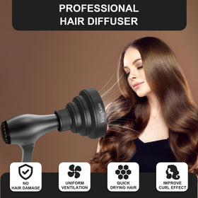 KingKam Silicone Hair Diffuser folded for travel