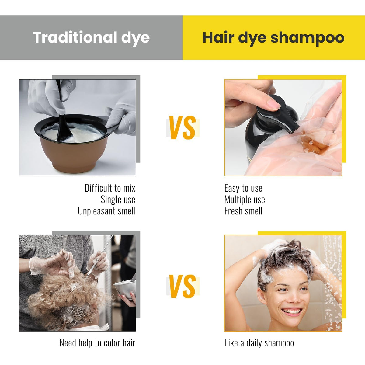 KINGMING Dark Brown Hair Dye Shampoo packaging details