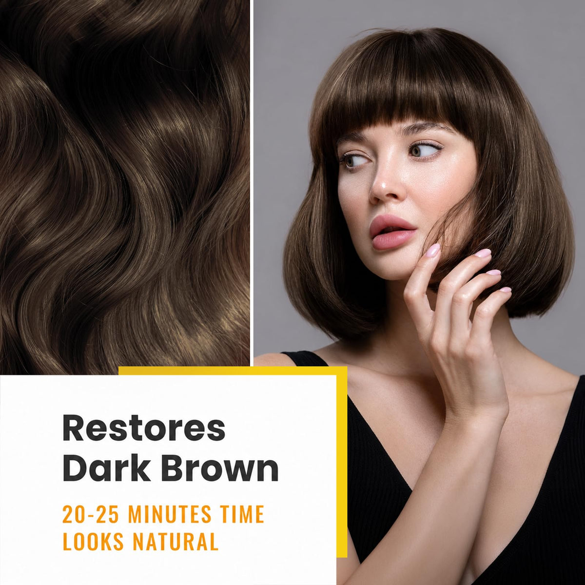 KINGMING Dark Brown Hair Dye Shampoo with disposable cape and gloves