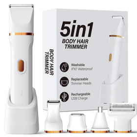 KINGTEE 5-in-1 Electric Bikini Trimmer front view with white finish