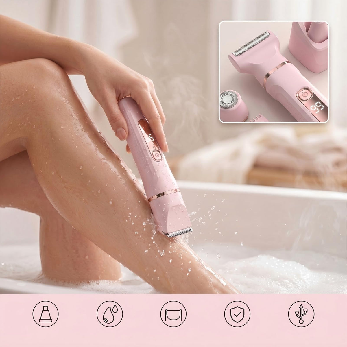 KINGTEE Bikini Trimmer showing waterproof feature