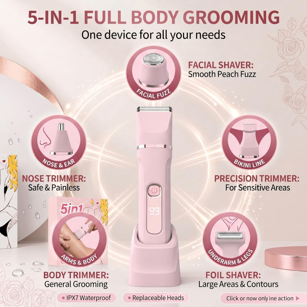 KINGTEE Bikini Trimmer side view showing USB charging port