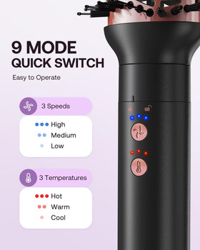 Kinked hot air styler with smooth, shiny hair results