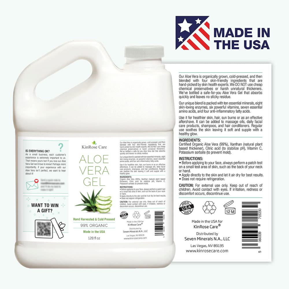 KinRose Care Aloe Vera Gel 128oz in a natural setting