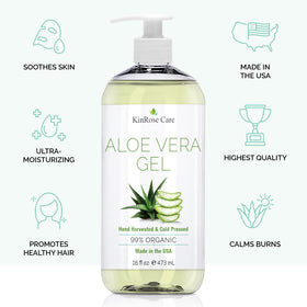 KinRose Care Aloe Vera Gel 16oz back view showing ingredients