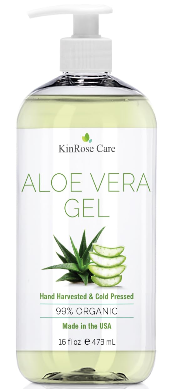 KinRose Care Aloe Vera Gel 16oz being applied to skin
