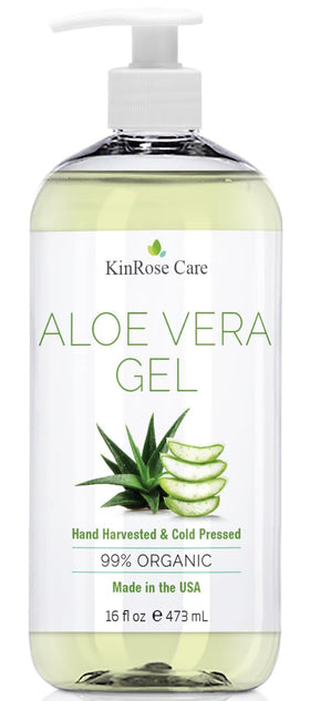 KinRose Care Aloe Vera Gel 16oz being applied to skin