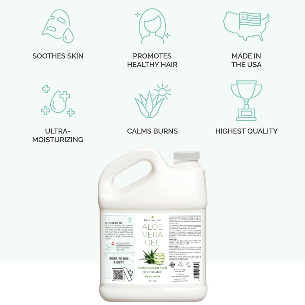 KinRose Care Aloe Vera Gel 64oz bottle side view