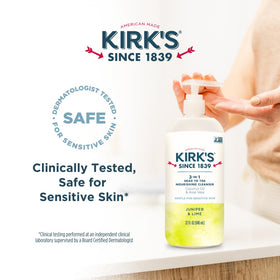 Kirk's 3-in-1 Cleanser label close-up